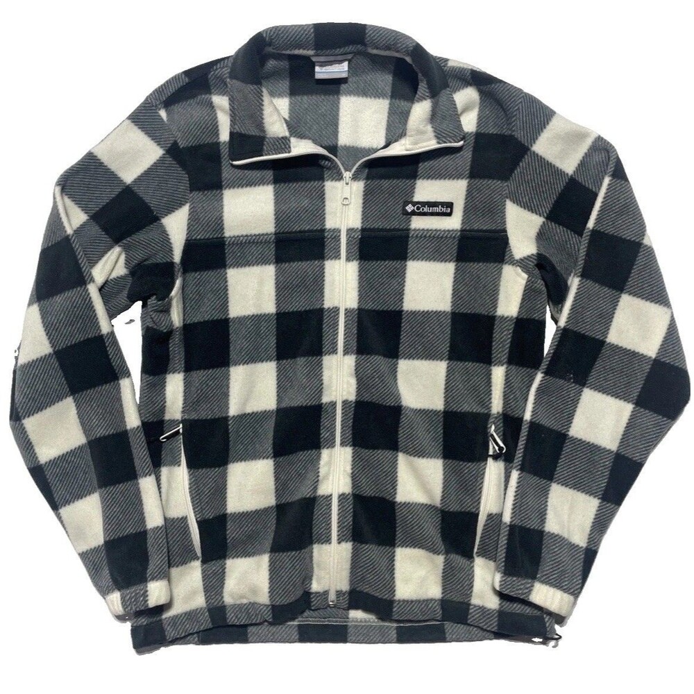 Columbia Steens Mountain Fleece Jacket Mens M Buffalo Plaid Full Zip 1478231